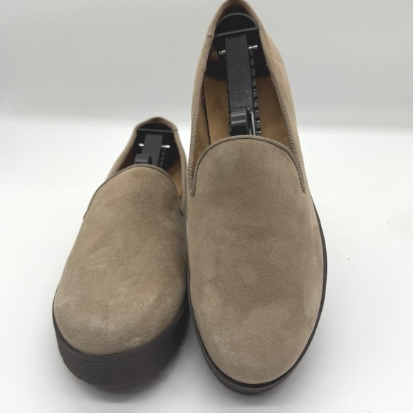 Easy Spirit Shoes - Women’s Suede Slip-On Loafers in Taupe